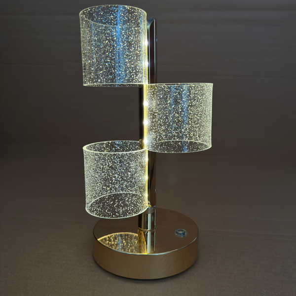 Luxury 3-Tier Crystal Acrylic LED Lamp – Golden Base