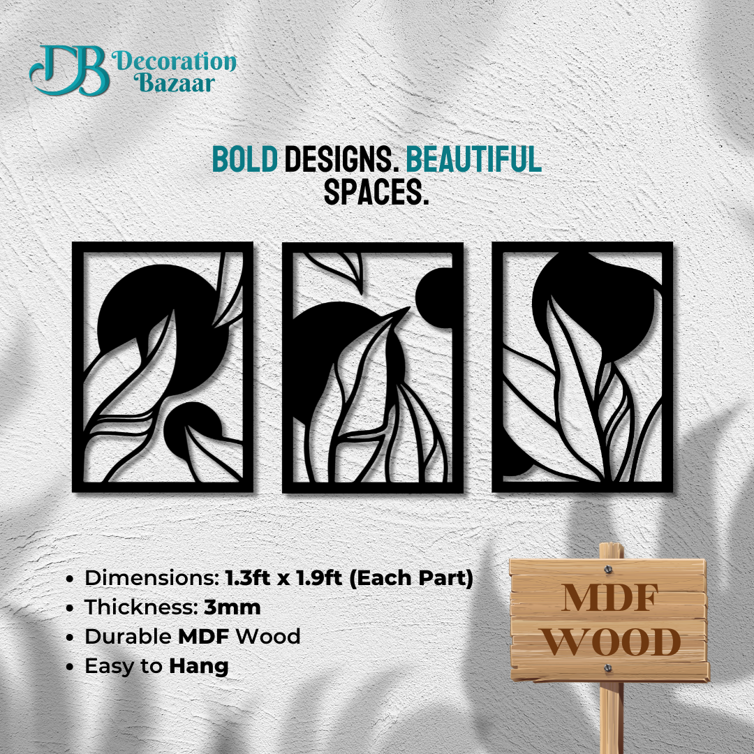Nature-Inspired Set of 3 Leaf Wall Art Decoration