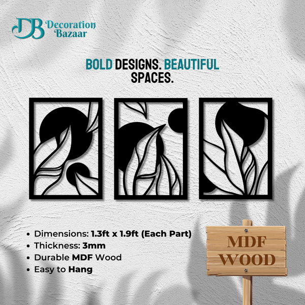 Nature-Inspired Set of 3 Leaf Wall Art Decoration