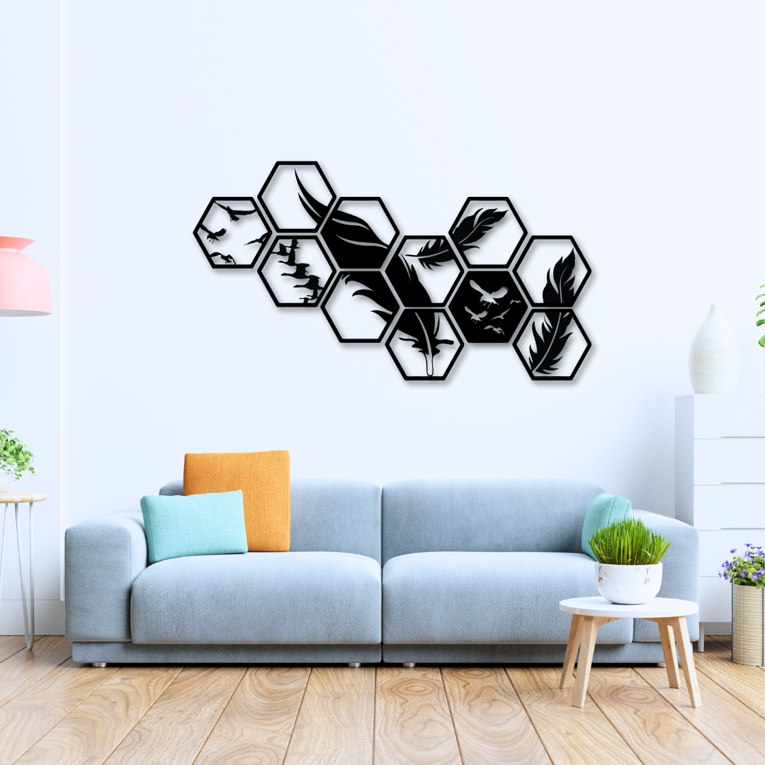 Feather Wall Decoration with Flying Birds