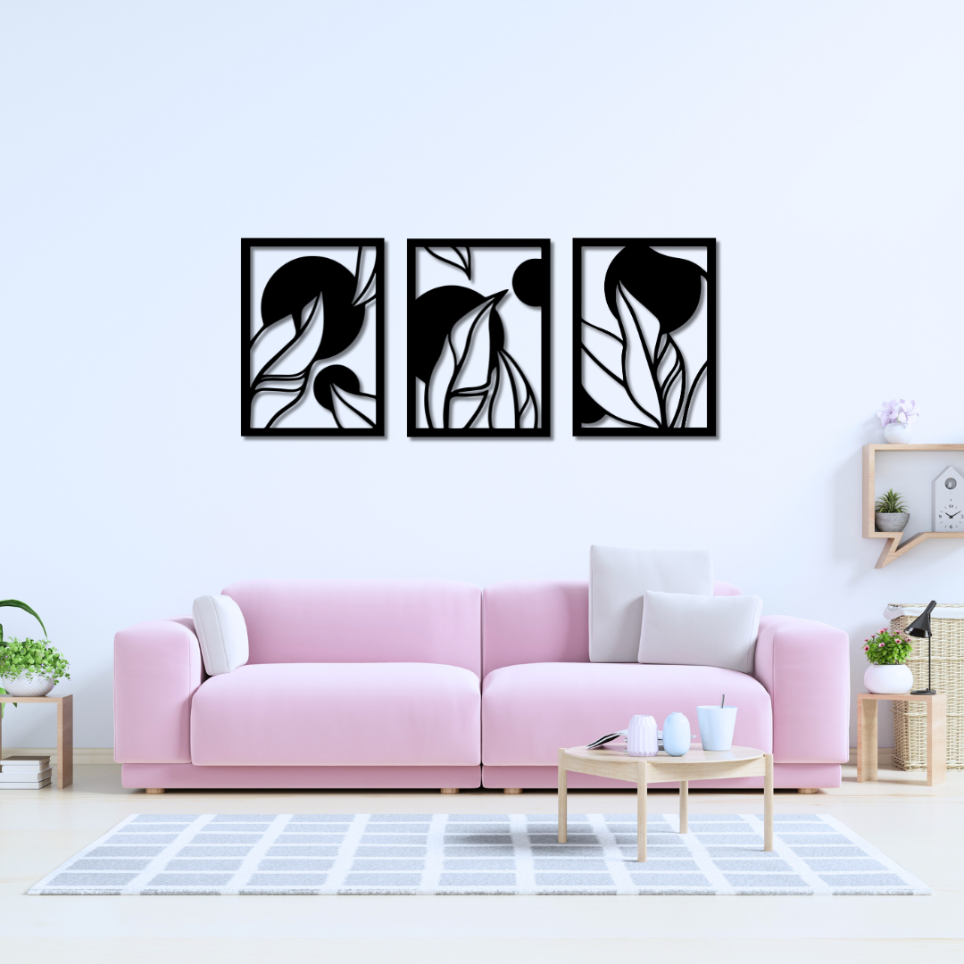 Nature-Inspired Set of 3 Leaf Wall Art Decoration