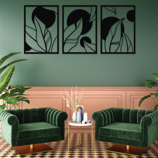 Nature-Inspired Set of 3 Leaf Wall Art Decoration
