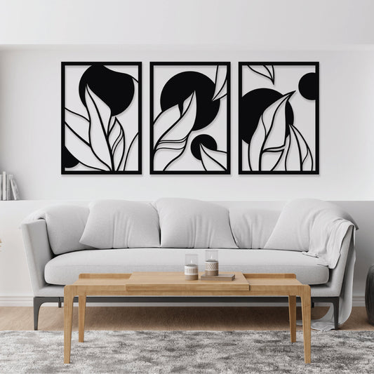 Nature-Inspired Set of 3 Leaf Wall Art Decoration