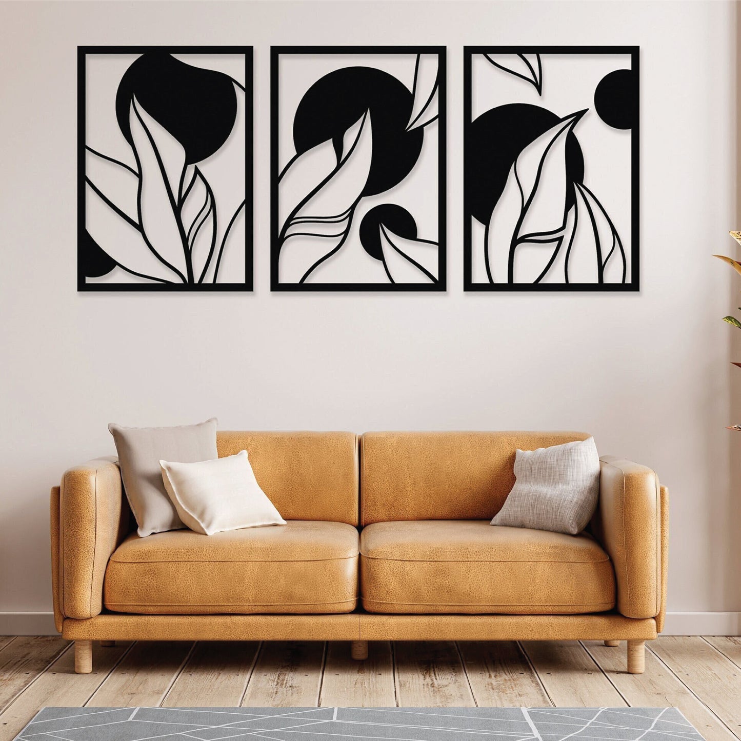Nature-Inspired Set of 3 Leaf Wall Art Decoration