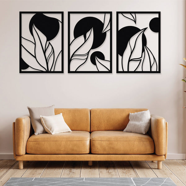 Nature-Inspired Set of 3 Leaf Wall Art Decoration