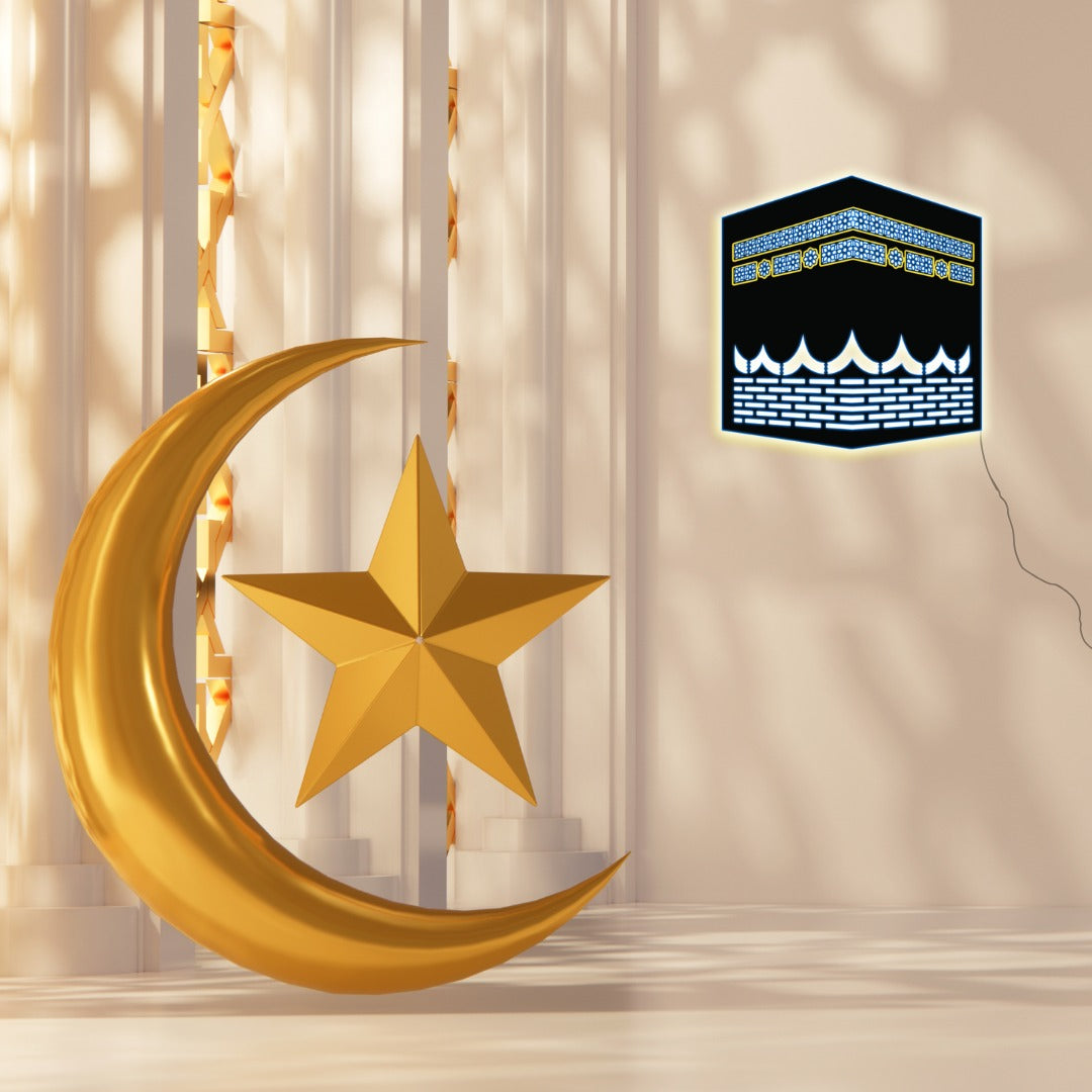 LED Wall Art Inspired by the Kaaba – Elegant Islamic Home Decoration (12x12 inches)
