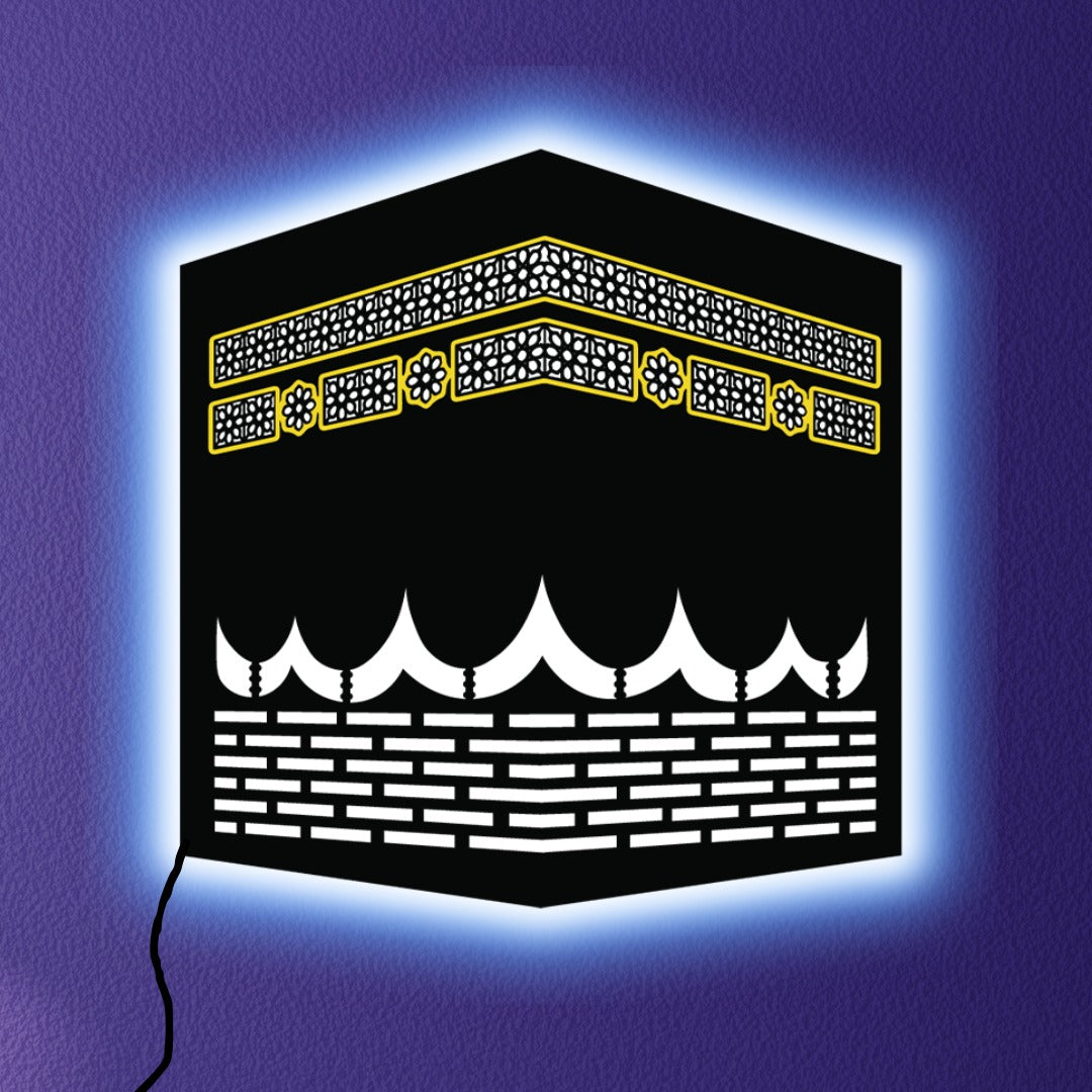 LED Wall Art Inspired by the Kaaba – Elegant Islamic Home Decoration (12x12 inches)