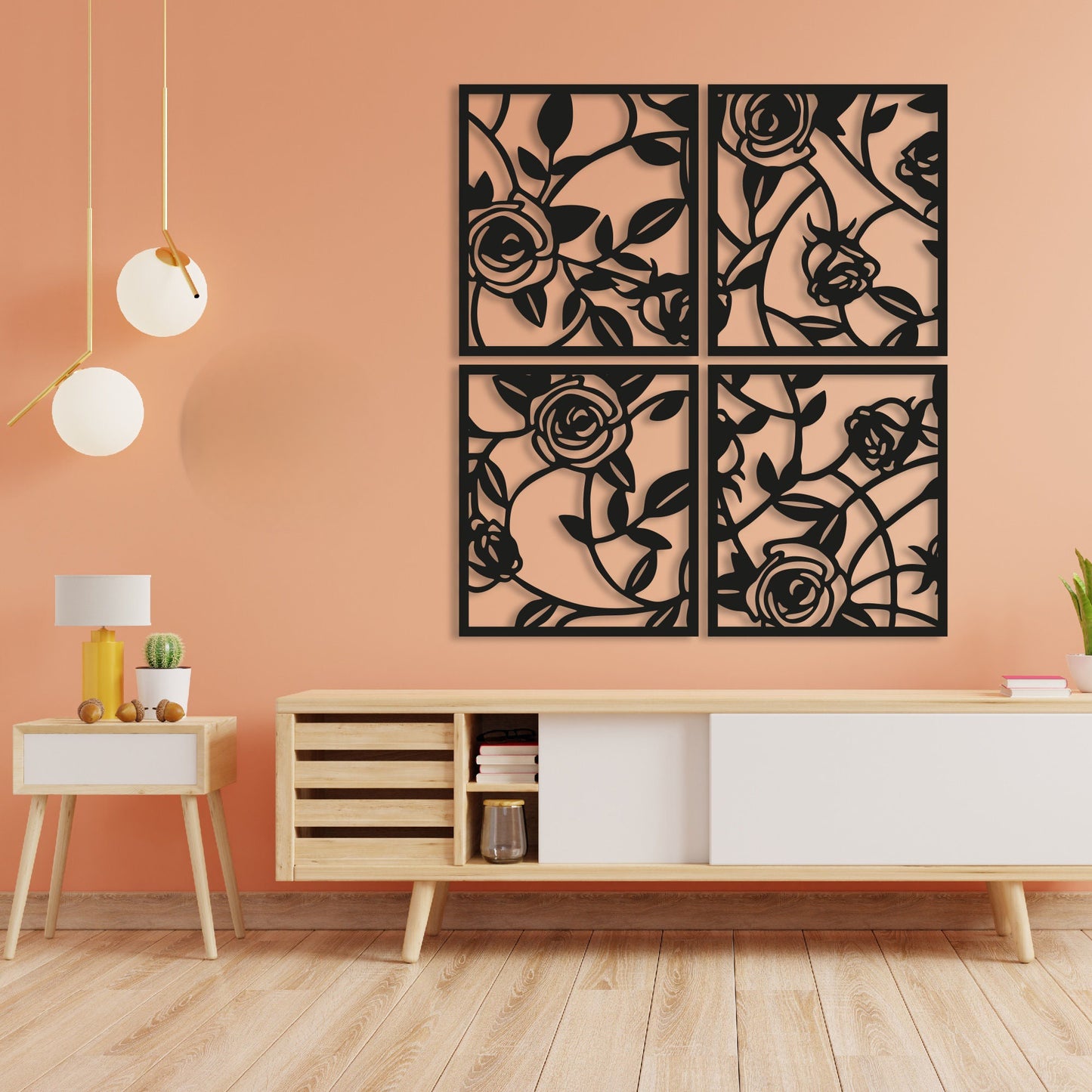 4 Packs Modern Abstract Flower Wall Art Decoration