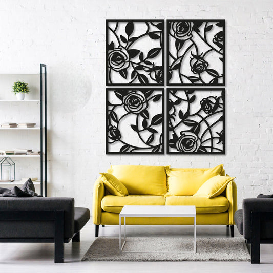 4 Packs Modern Abstract Flower Wall Art Decoration