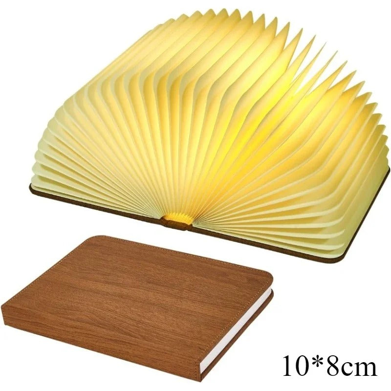 3D Folding Wooden Book Light – Warm White LED Night Lamp for Bedroom & Gifts (10cm by 8cm)